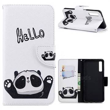 Hello Panda Leather Wallet Case for Samsung Galaxy A7 (2018)