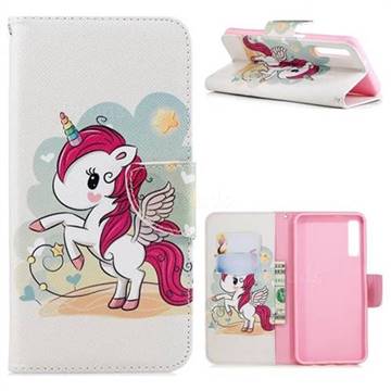 Cloud Star Unicorn Leather Wallet Case for Samsung Galaxy A7 (2018)
