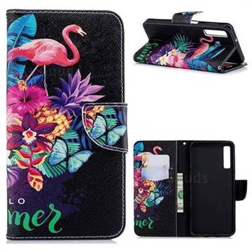 Flowers Flamingos Leather Wallet Case for Samsung Galaxy A7 (2018)