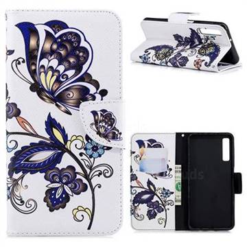 Butterflies and Flowers Leather Wallet Case for Samsung Galaxy A7 (2018)