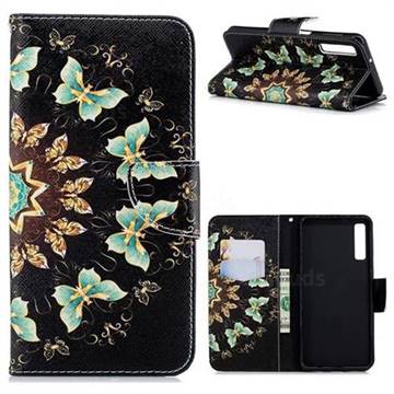 Circle Butterflies Leather Wallet Case for Samsung Galaxy A7 (2018)