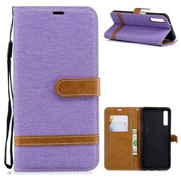 Jeans Cowboy Denim Leather Wallet Case for Samsung Galaxy A7 (2018) - Purple