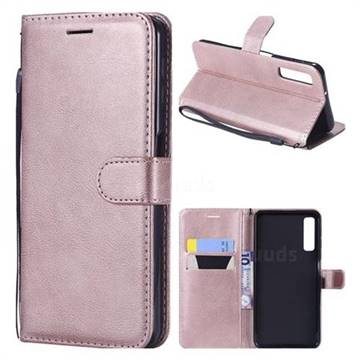 Retro Greek Classic Smooth PU Leather Wallet Phone Case for Samsung Galaxy A7 (2018) - Rose Gold