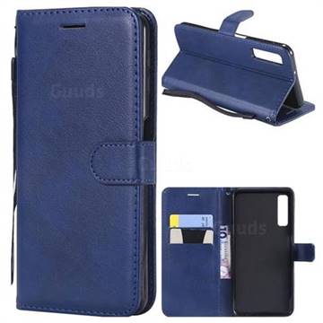 Retro Greek Classic Smooth PU Leather Wallet Phone Case for Samsung Galaxy A7 (2018) - Blue