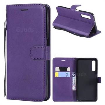 Retro Greek Classic Smooth PU Leather Wallet Phone Case for Samsung Galaxy A7 (2018) - Purple