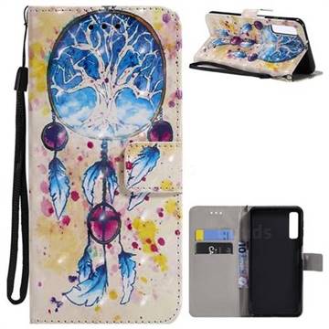 Blue Dream Catcher 3D Painted Leather Wallet Case for Samsung Galaxy A7 (2018)