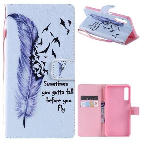 Feather Birds PU Leather Wallet Case for Samsung Galaxy A7 (2018)