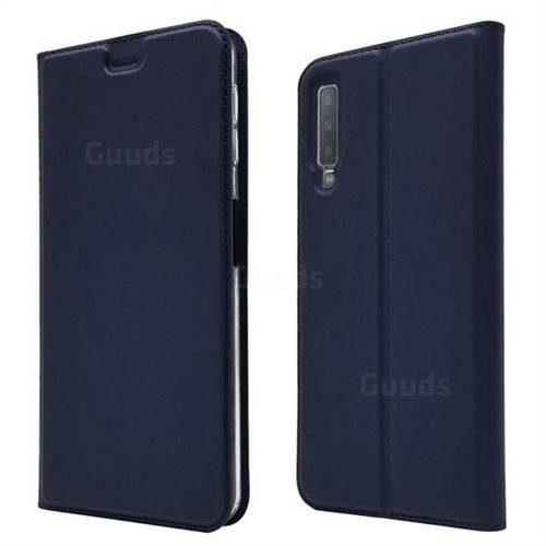 Ultra Slim Card Magnetic Automatic Suction Leather Wallet Case for Samsung Galaxy A7 (2018) - Royal Blue