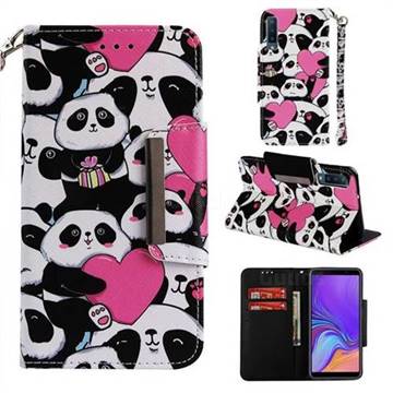 Heart Panda Big Metal Buckle PU Leather Wallet Phone Case for Samsung Galaxy A7 (2018)