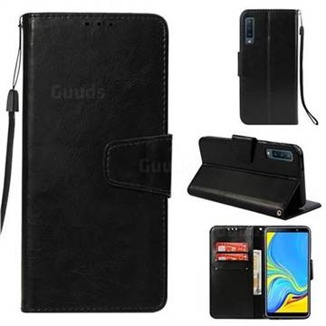 Retro Phantom Smooth PU Leather Wallet Holster Case for Samsung Galaxy A7 (2018) - Black