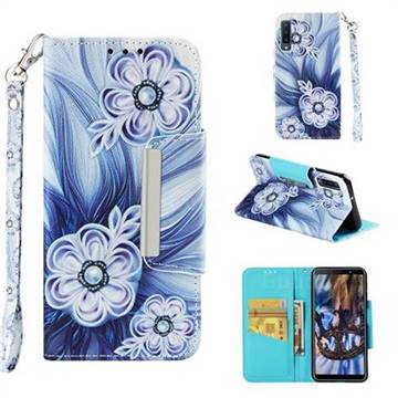 Button Flower Big Metal Buckle PU Leather Wallet Phone Case for Samsung Galaxy A7 (2018)