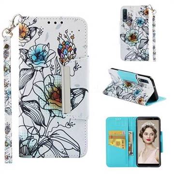 Fotus Flower Big Metal Buckle PU Leather Wallet Phone Case for Samsung Galaxy A7 (2018)