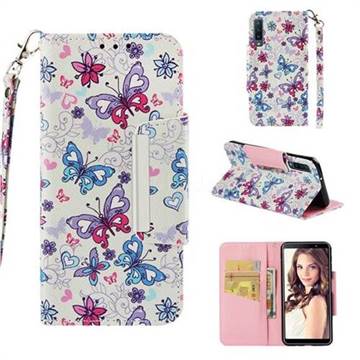 Colored Butterfly Big Metal Buckle PU Leather Wallet Phone Case for Samsung Galaxy A7 (2018)