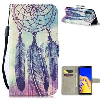 Feather Wind Chimes 3D Painted Leather Wallet Phone Case for Samsung Galaxy A7 (2018)