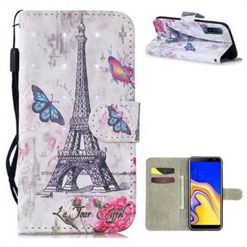 Paris Tower 3D Painted Leather Wallet Phone Case for Samsung Galaxy A7 (2018)