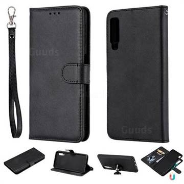 Retro Greek Detachable Magnetic PU Leather Wallet Phone Case for Samsung Galaxy A7 (2018) - Black