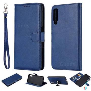 Retro Greek Detachable Magnetic PU Leather Wallet Phone Case for Samsung Galaxy A7 (2018) - Blue