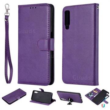 Retro Greek Detachable Magnetic PU Leather Wallet Phone Case for Samsung Galaxy A7 (2018) - Purple