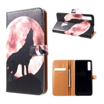 Moon Wolf Leather Wallet Case for Samsung Galaxy A7 (2018)