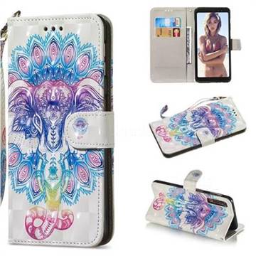 Colorful Elephant 3D Painted Leather Wallet Phone Case for Samsung Galaxy A7 (2018)