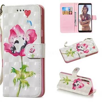 Flower Panda 3D Painted Leather Wallet Phone Case for Samsung Galaxy A7 (2018)