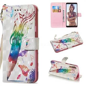 Music Pen 3D Painted Leather Wallet Phone Case for Samsung Galaxy A7 (2018)