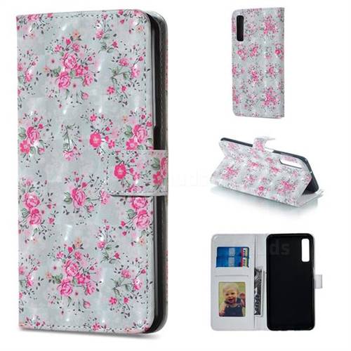 Roses Flower 3D Painted Leather Phone Wallet Case for Samsung Galaxy A7 (2018)
