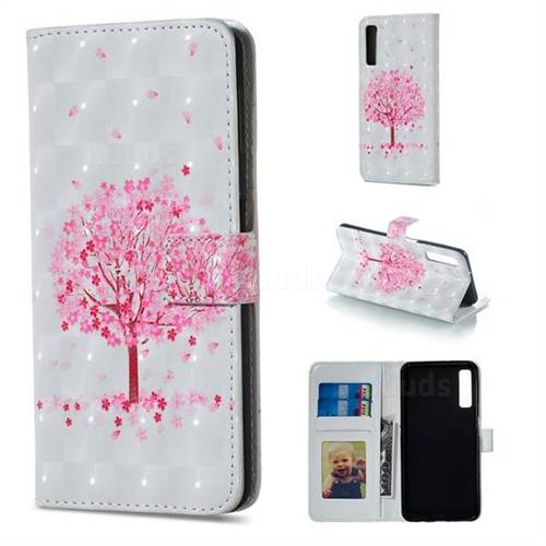 Sakura Flower Tree 3D Painted Leather Phone Wallet Case for Samsung Galaxy A7 (2018)