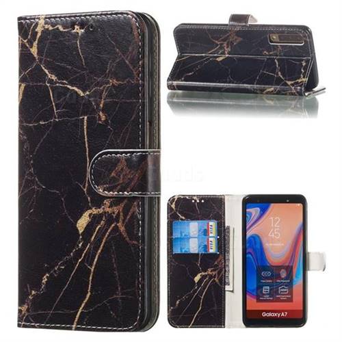 Black Gold Marble PU Leather Wallet Case for Samsung Galaxy A7 (2018) A750