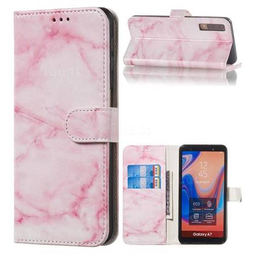 Pink Marble PU Leather Wallet Case for Samsung Galaxy A7 (2018) A750