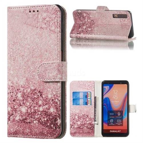 Glittering Rose Gold PU Leather Wallet Case for Samsung Galaxy A7 (2018) A750