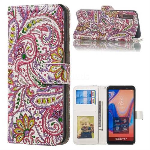 Pepper Flowers 3D Relief Oil PU Leather Wallet Case for Samsung Galaxy A7 (2018) A750