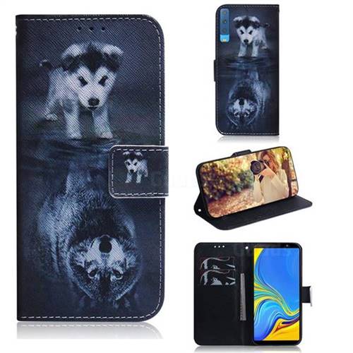 Wolf and Dog PU Leather Wallet Case for Samsung Galaxy A7 (2018) A750