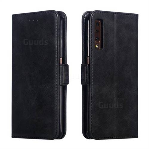 Retro Classic Calf Pattern Leather Wallet Phone Case for Samsung Galaxy A7 (2018) A750 - Black