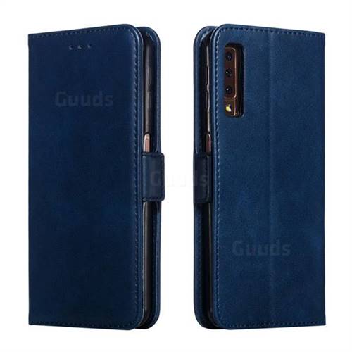 Retro Classic Calf Pattern Leather Wallet Phone Case for Samsung Galaxy A7 (2018) A750 - Blue