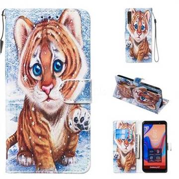 Baby Tiger Smooth Leather Phone Wallet Case for Samsung Galaxy A7 (2018) A750