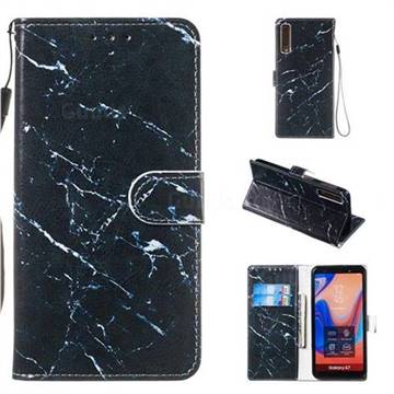 Black Marble Smooth Leather Phone Wallet Case for Samsung Galaxy A7 (2018) A750