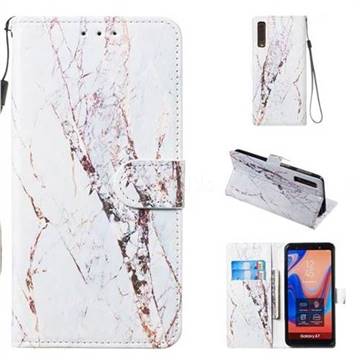 White Marble Smooth Leather Phone Wallet Case for Samsung Galaxy A7 (2018) A750