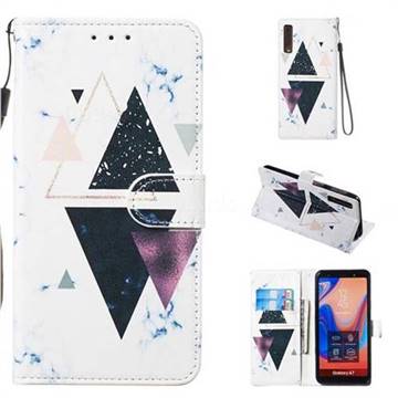 Triangle Marble Smooth Leather Phone Wallet Case for Samsung Galaxy A7 (2018) A750