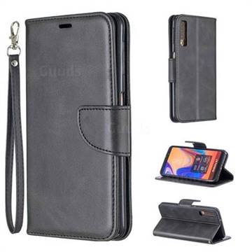 Classic Sheepskin PU Leather Phone Wallet Case for Samsung Galaxy A7 (2018) A750 - Black