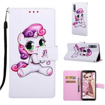 Playful Pony Matte Leather Wallet Phone Case for Samsung Galaxy A7 (2018) A750