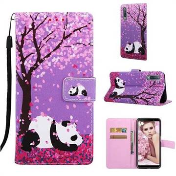 Cherry Blossom Panda Matte Leather Wallet Phone Case for Samsung Galaxy A7 (2018) A750