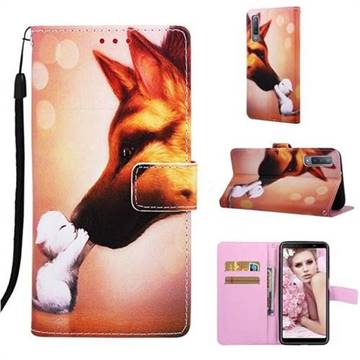 Hound Kiss Matte Leather Wallet Phone Case for Samsung Galaxy A7 (2018) A750