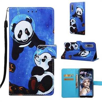 Undersea Panda Matte Leather Wallet Phone Case for Samsung Galaxy A7 (2018) A750