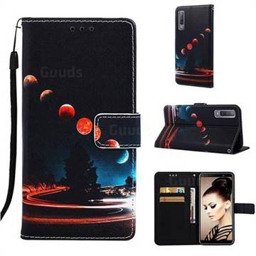 Wandering Earth Matte Leather Wallet Phone Case for Samsung Galaxy A7 (2018) A750