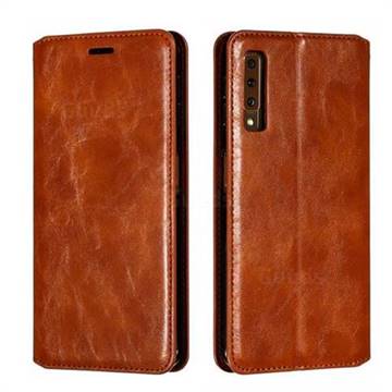 Retro Slim Magnetic Crazy Horse PU Leather Wallet Case for Samsung Galaxy A7 (2018) A750 - Brown