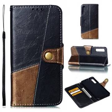 Retro Magnetic Stitching Wallet Flip Cover for Samsung Galaxy A7 (2018) A750 - Dark Gray