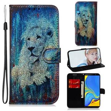 White Lion Laser Shining Leather Wallet Phone Case for Samsung Galaxy A7 (2018) A750