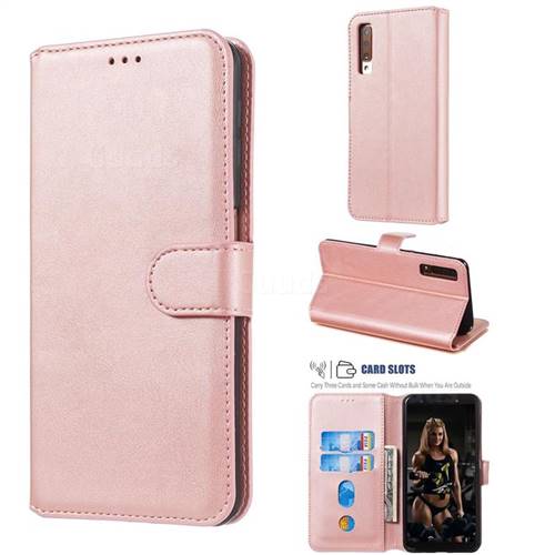 Retro Calf Matte Leather Wallet Phone Case for Samsung Galaxy A7 (2018) A750 - Pink