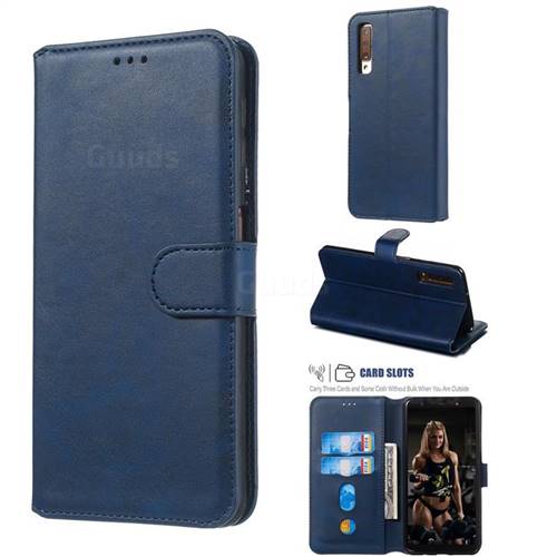 Retro Calf Matte Leather Wallet Phone Case for Samsung Galaxy A7 (2018) A750 - Blue